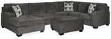 Ballinasloe Smoke 3-Piece Sectional With Ottoman - Ella Furniture