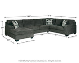 Ballinasloe Smoke 3-Piece Sectional With Ottoman - Ella Furniture