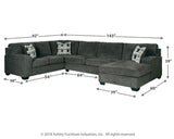 Ballinasloe Smoke 3-Piece Sectional With Ottoman PKG001775 - 8070308 | 80703S2 - Ella Furniture