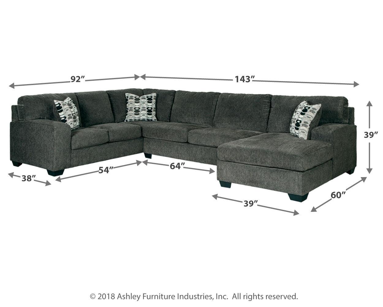 Ballinasloe Smoke 3-Piece Sectional With Ottoman PKG001775 - 8070308 | 80703S2 - Ella Furniture