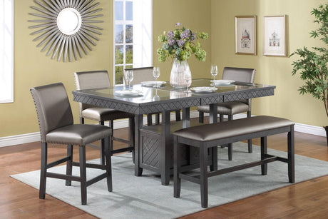 Bankston Gray Seats Counter Height Dining Room Set - Ella Furniture