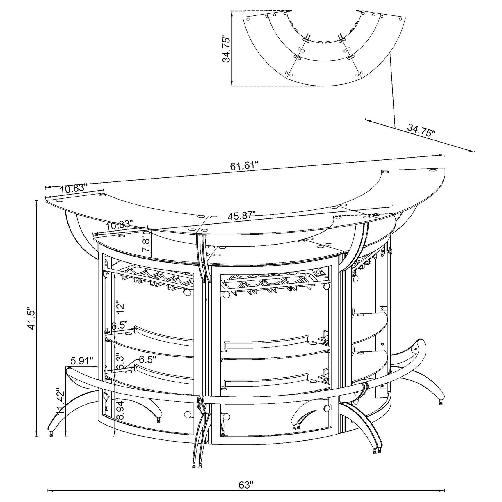 Bar Unit Smoked and Silver (Set of 3) - Ella Furniture