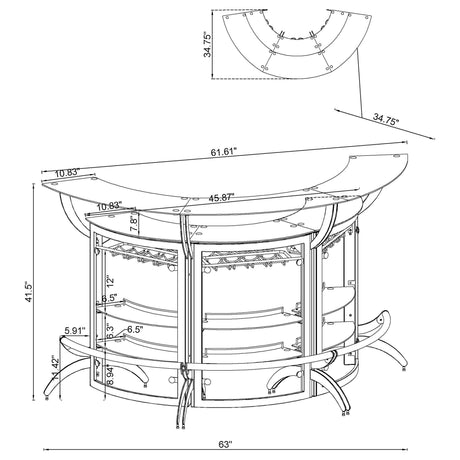 Bar Unit Smoked and Silver (Set of 3) - Ella Furniture