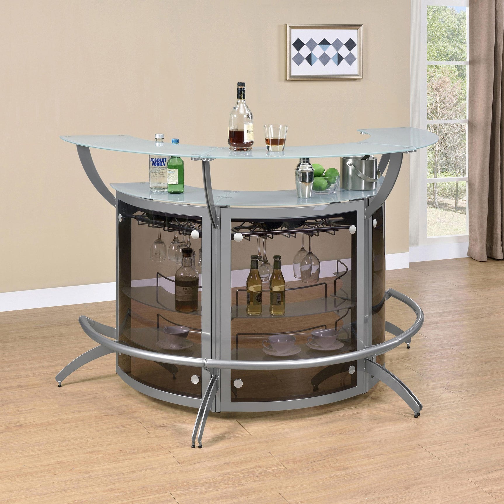 Bar Unit Smoked and Silver (Set of 3) - Ella Furniture