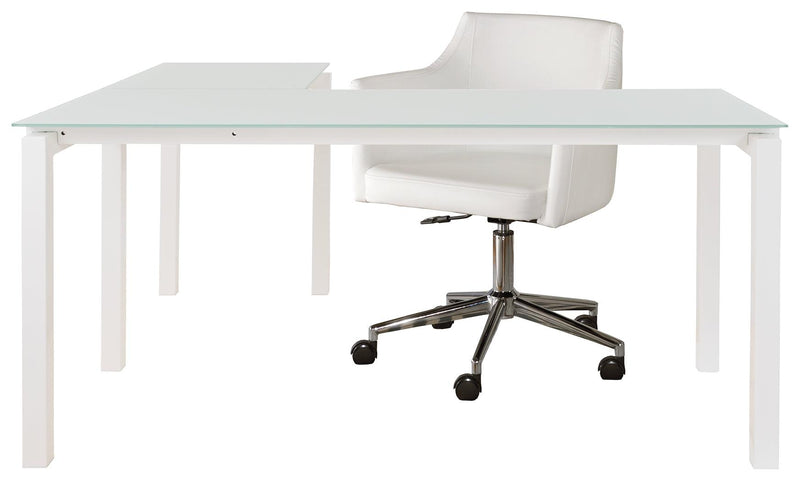 Baraga White Home Office Desk With Chair - Ella Furniture