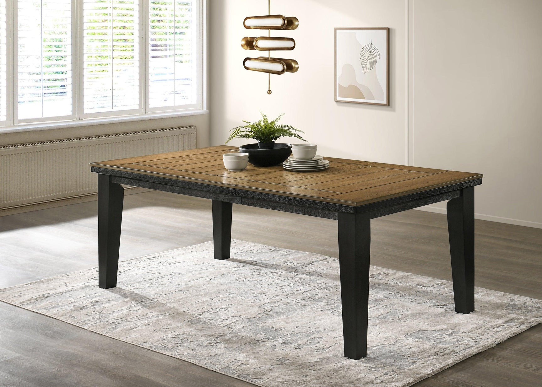 Bardstown Wheat Charcoal Modern Solid Wood Fabric Upholstered Tufted Dining Room Set - Ella Furniture