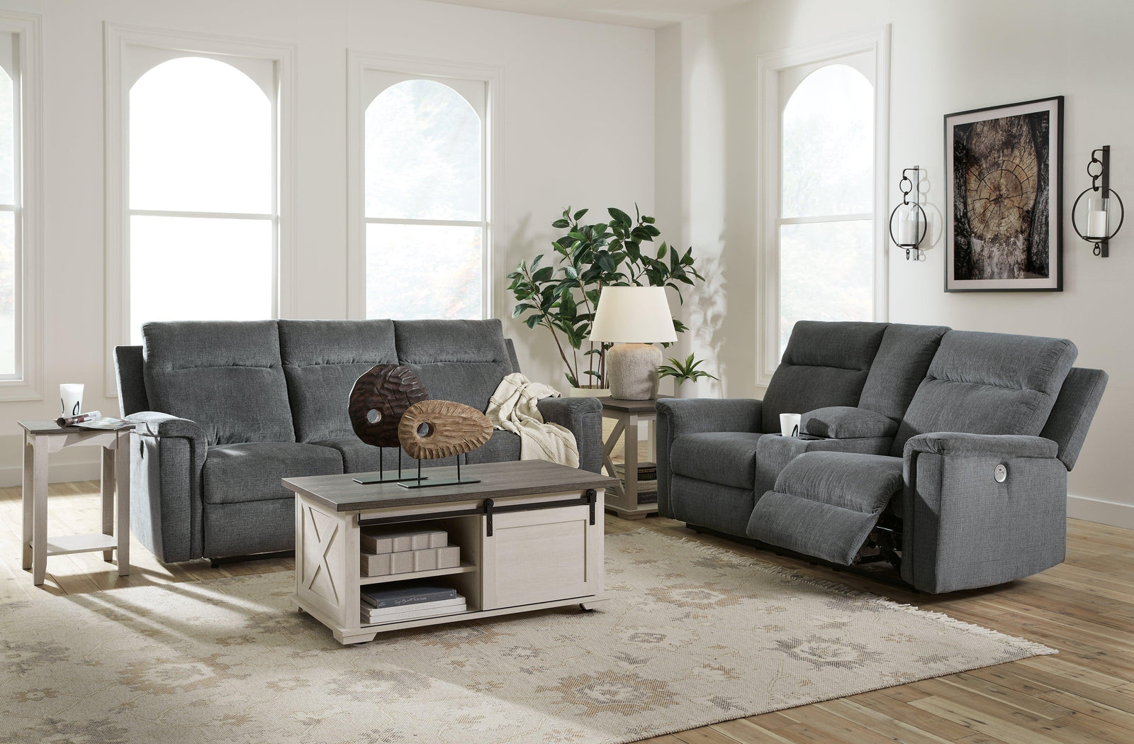 Barnsana Gravel Sofa And Loveseat - Ella Furniture