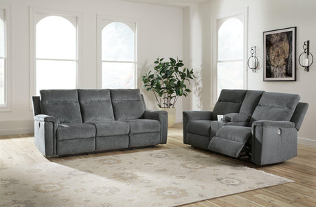 Barnsana Gravel Sofa, Loveseat and Recliner - Ella Furniture