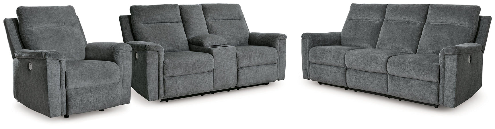 Barnsana Gravel Sofa, Loveseat and Recliner - Ella Furniture