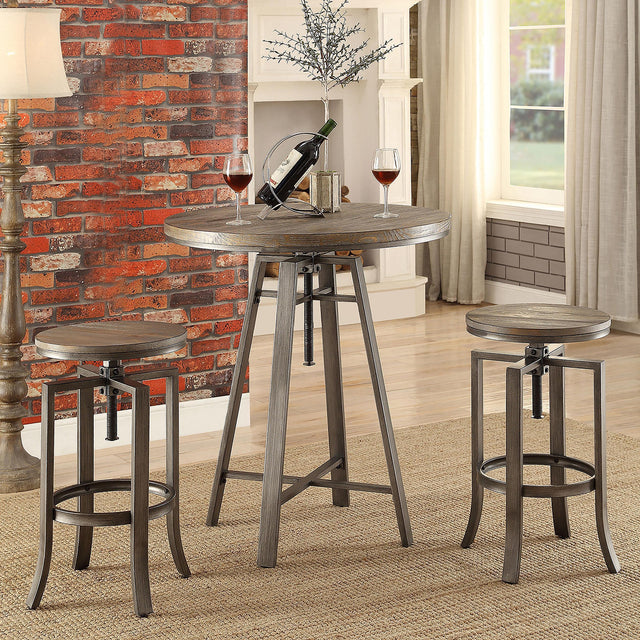 Bartlett 3-piece Adjustable Bar Table Set Brushed Nutmeg 101811-S3 - Ella Furniture