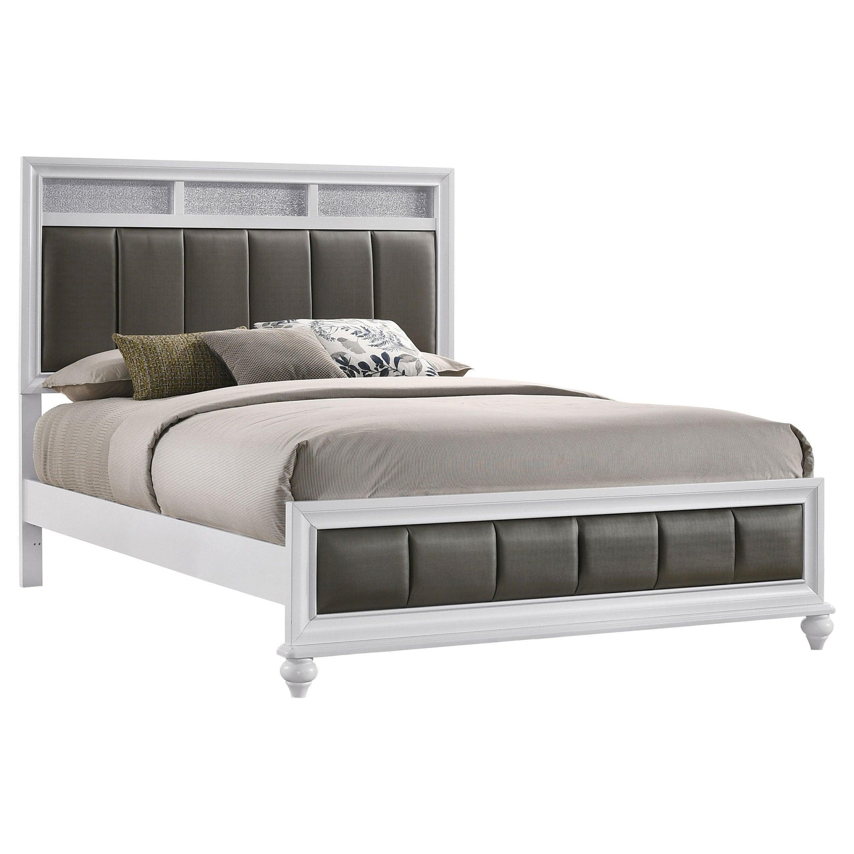 Barzini White Upholstered Panel Bedroom Set - Ella Furniture