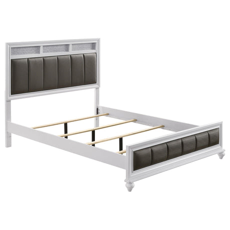 Barzini White Upholstered Panel Bedroom Set - Ella Furniture