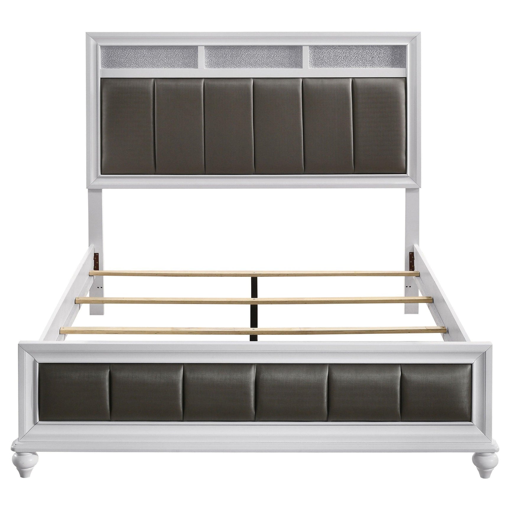 Barzini White Upholstered Panel Bedroom Set - Ella Furniture