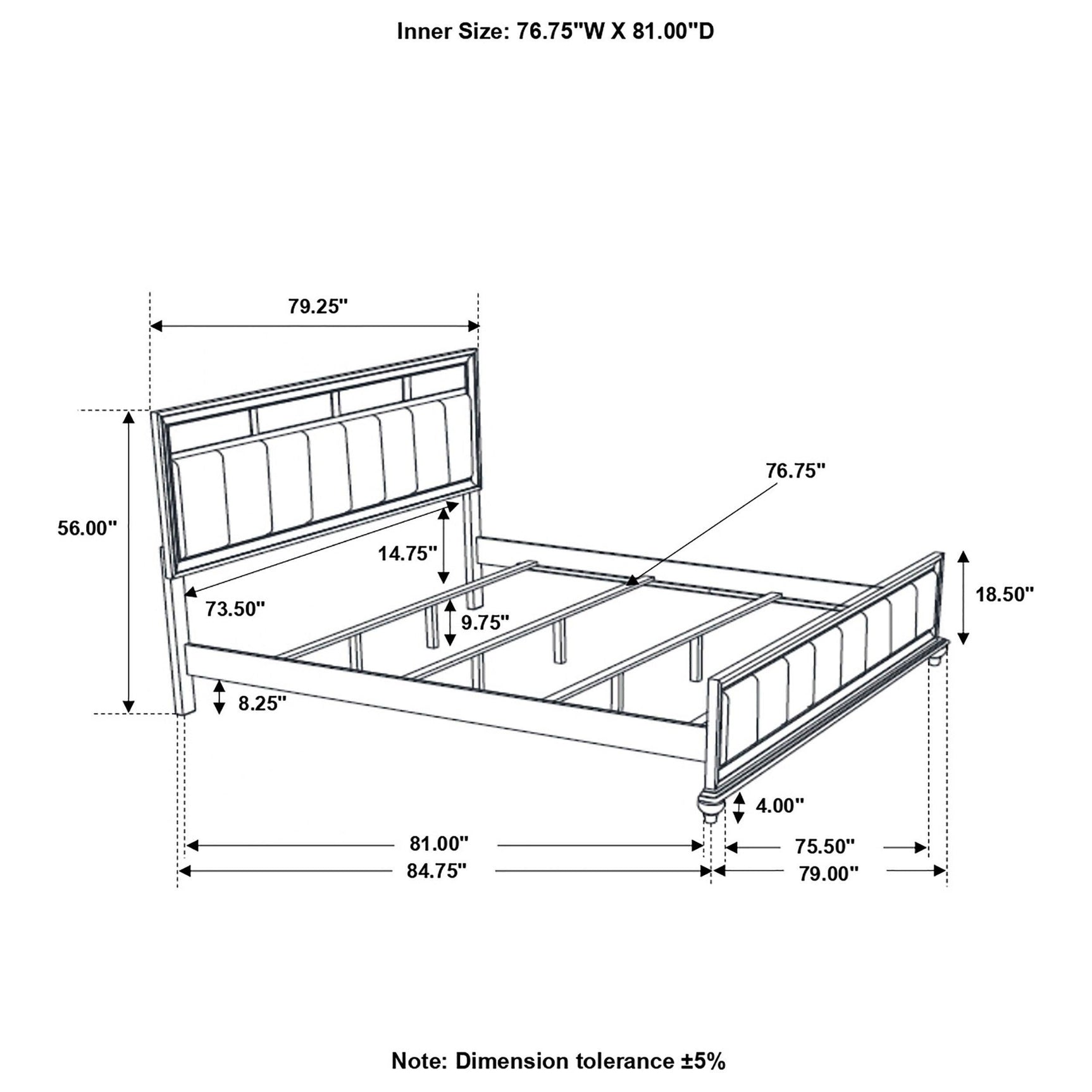 Barzini White Upholstered Panel Bedroom Set - Ella Furniture