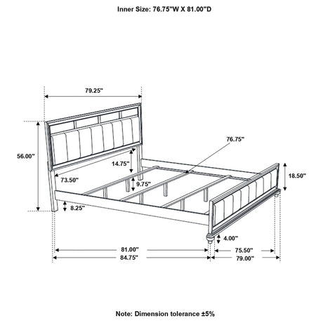 Barzini White Upholstered Panel Bedroom Set - Ella Furniture
