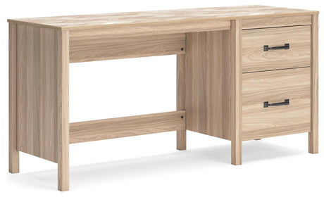 Battelle Tan 60" Home Office Desk - Ella Furniture