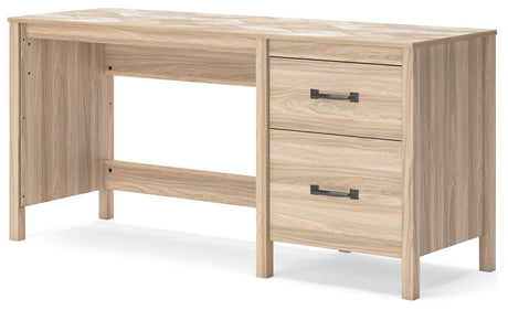 Battelle Tan 60" Home Office Desk - Ella Furniture