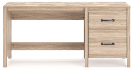 Battelle Tan 60" Home Office Desk - Ella Furniture