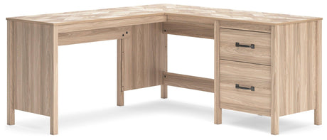 Battelle Tan 60" Home Office Desk With Return - Ella Furniture