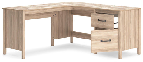 Battelle Tan 60" Home Office Desk With Return - Ella Furniture