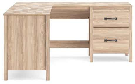 Battelle Tan 60" Home Office Desk With Return - Ella Furniture