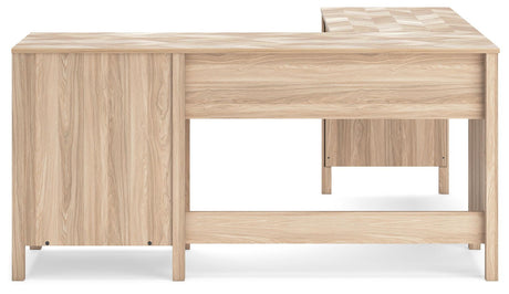 Battelle Tan 60" Home Office Desk With Return - Ella Furniture