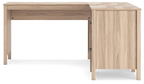 Battelle Tan 60" Home Office Desk With Return - Ella Furniture