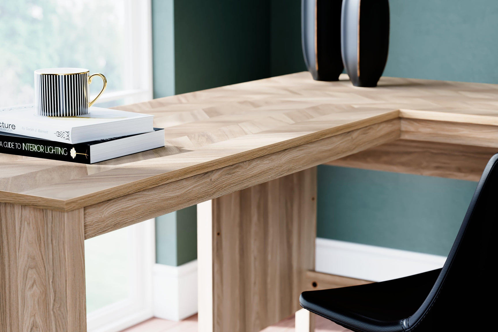 Battelle Tan 60" Home Office Desk With Return - Ella Furniture