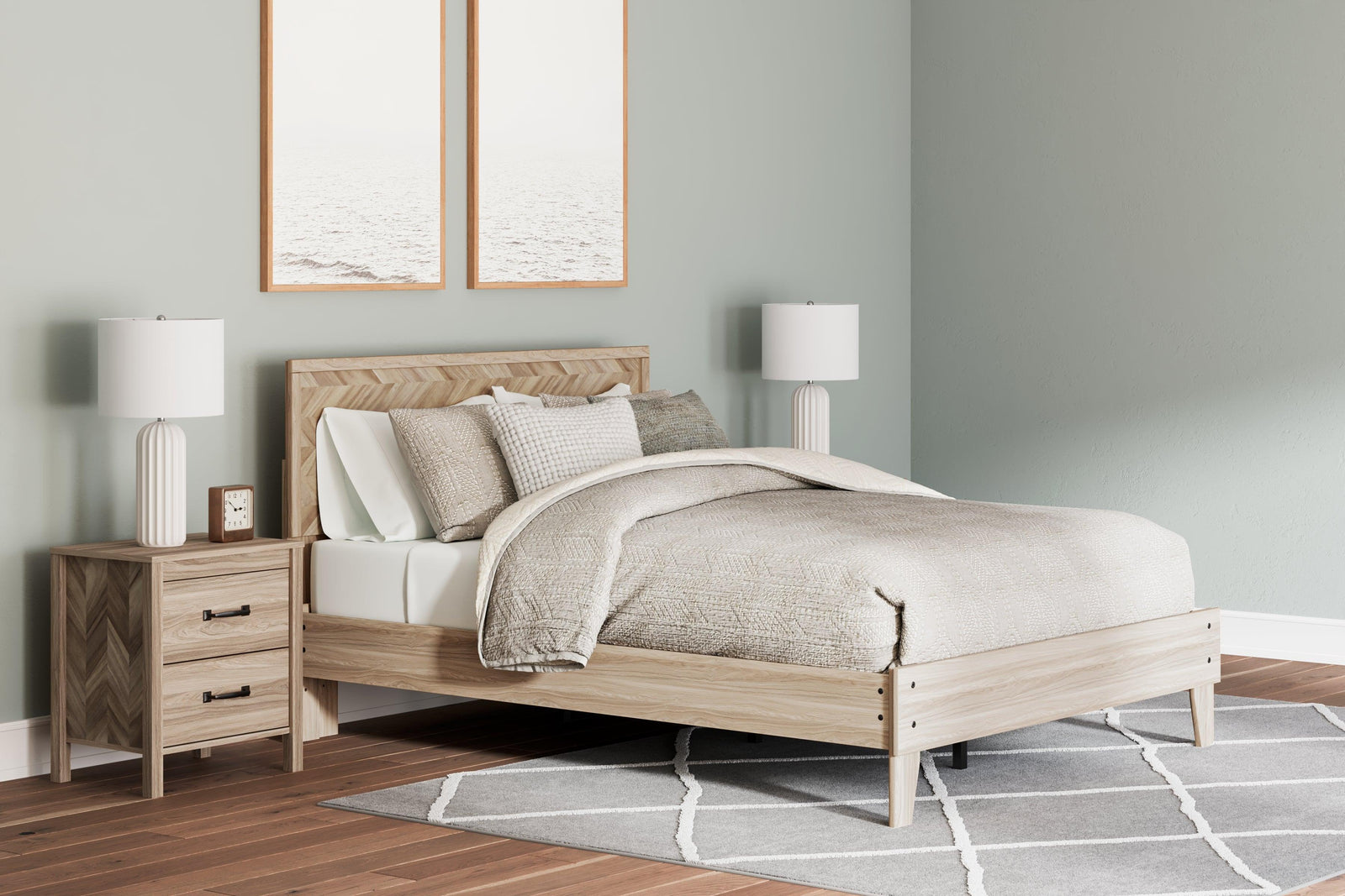 Battelle Tan Full Panel Platform Bed - Ella Furniture