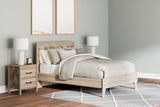 Battelle Tan Queen Panel Platform Bed - Ella Furniture