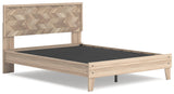 Battelle Tan Queen Panel Platform Bed - Ella Furniture