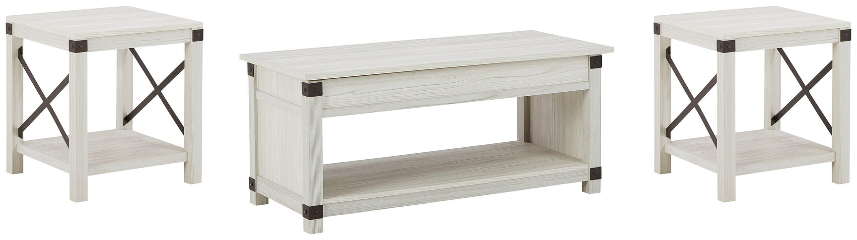 Bayflynn Whitewash Coffee Table With 2 End Tables - Ella Furniture