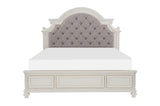 Baylesford Antique White Contemporary Solid Wood Fabric Upholstered Tufted Panel Bedroom Set - Ella Furniture
