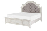 Baylesford Antique White Contemporary Solid Wood Fabric Upholstered Tufted Panel Bedroom Set - Ella Furniture