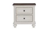 Baylesford Antique White Contemporary Solid Wood Fabric Upholstered Tufted Panel Bedroom Set - Ella Furniture