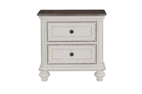 Baylesford Antique White Contemporary Solid Wood Fabric Upholstered Tufted Panel Bedroom Set - Ella Furniture