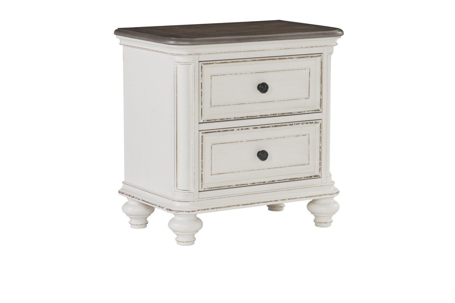 Baylesford Antique White Contemporary Solid Wood Fabric Upholstered Tufted Panel Bedroom Set - Ella Furniture