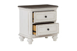 Baylesford Antique White Contemporary Solid Wood Fabric Upholstered Tufted Panel Bedroom Set - Ella Furniture