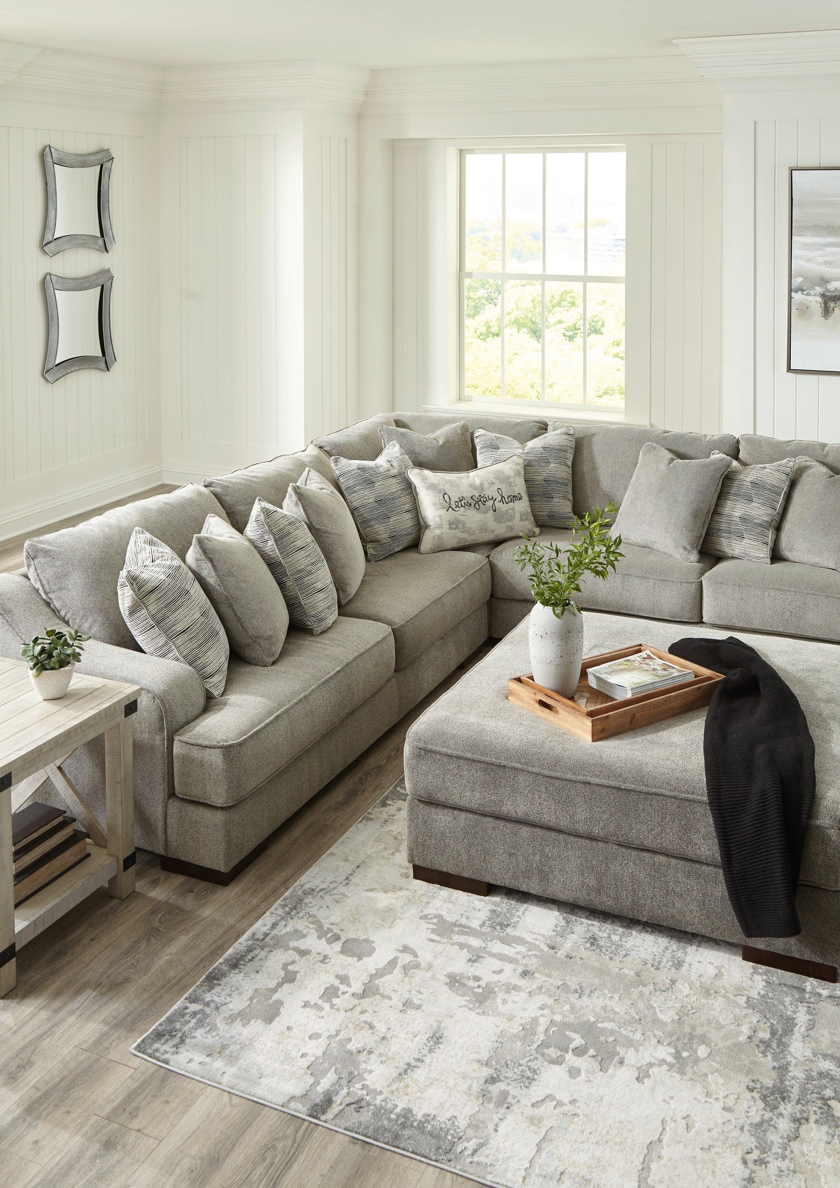 Bayless Smoke 3-Piece Sectional With Ottoman - Ella Furniture