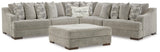 Bayless Smoke 3-Piece Sectional With Ottoman - Ella Furniture