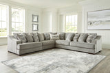 Bayless Smoke 3-Piece Sectional With Ottoman - Ella Furniture