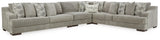 Bayless Smoke 4-Piece Sectional With Ottoman - Ella Furniture