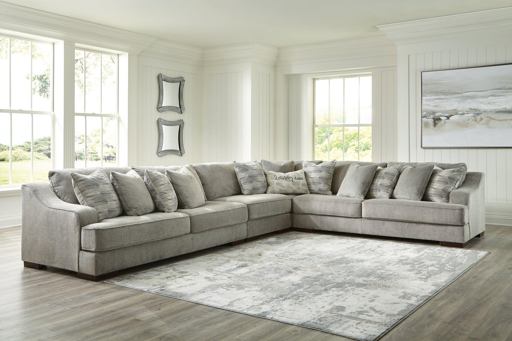 Bayless Smoke 4-Piece Sectional With Ottoman - Ella Furniture