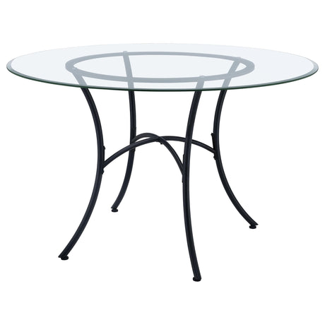Kline 48-Inch Round Glass Top Dining Table Matte Black — product image 3
