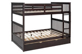 Espresso Modern Solid Wood And Veneers Trundle Twin Over Twin Bunk Beds - Ella Furniture