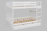 White Modern Solid Wood And Veneers Trundle Twin Over Twin Bunk Beds - Ella Furniture