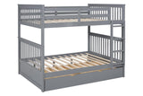 Gray Modern Solid Wood And Veneers Trundle Twin Over Twin Bunk Beds - Ella Furniture