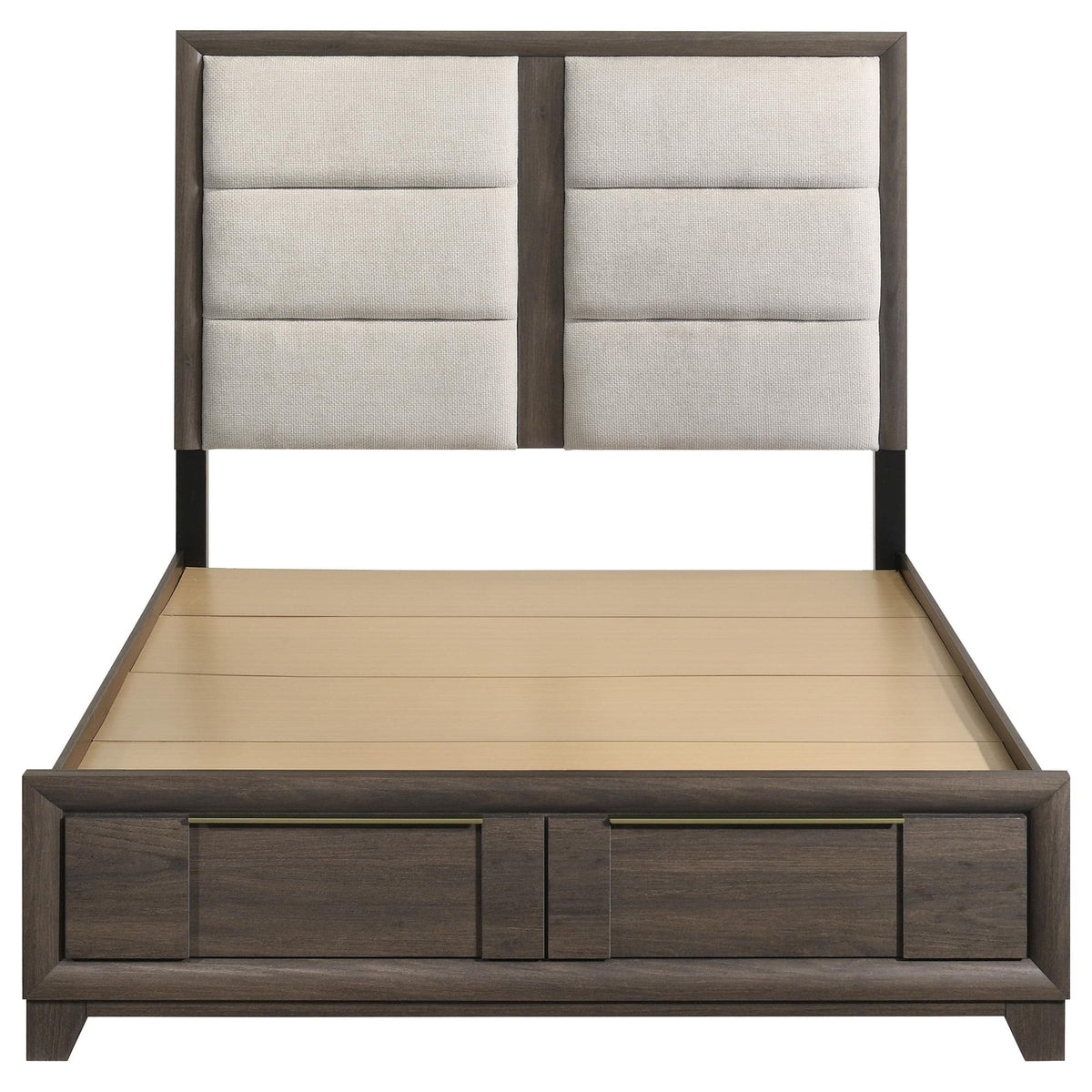 Farre Eastern King Upholstered Storage Platform Bed Dark Brown — product image 4
