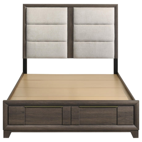 Farre Eastern King Upholstered Storage Platform Bed Dark Brown — product image 4