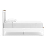 Kerisden White/Brown Twin Panel Complete Bed Frame — side view